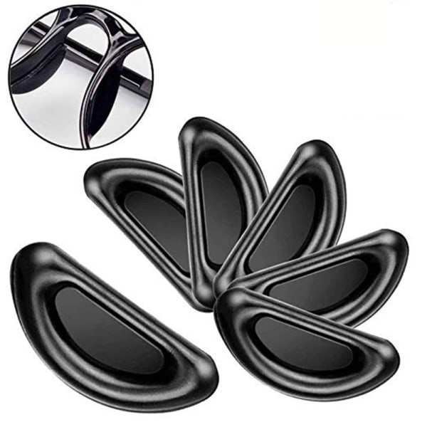 6 par svarta anti-halk självhäftande silikon näskuddar för glasögon S