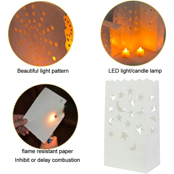 30 stk telyspose 3 modeller flammehemmende papir LED Ca