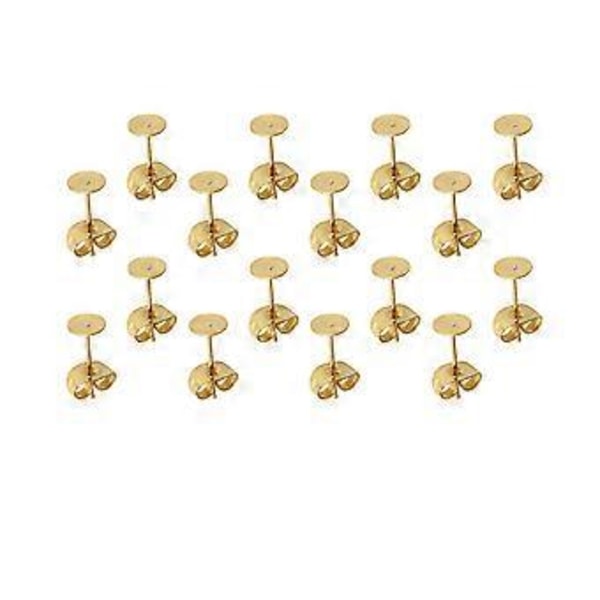 25 par 5 mm rustfri stål øreringe tilbehør bagstopper øreringe stifter flad pude sikkerhedspropper montering smykker dekoration til kvinder piger (gylden)