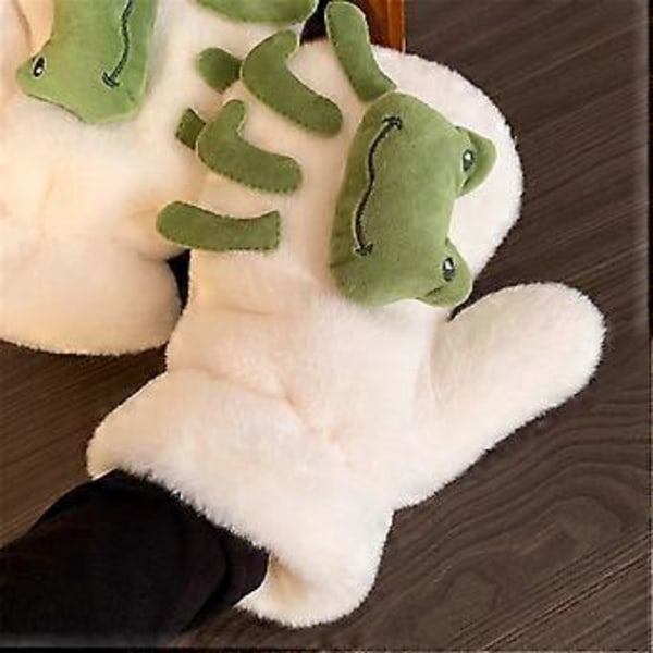 Tjocka Flickhandskar Varma Termiska Handskar Hel Fingerhandskar Varma Vinterhandskar Snygga Handskar för Flickor Kvinnor black frog