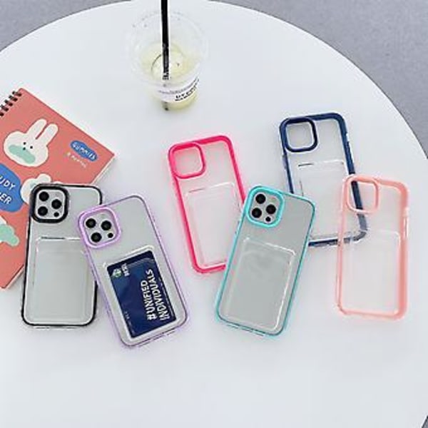 PC+TPU Korttipaikkakotelo iPhone 12 / 12 Pro -puhelimelle Rose Red