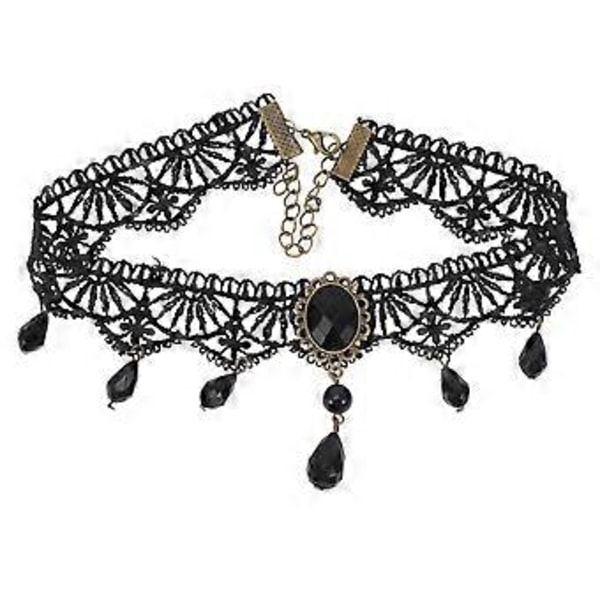 Kristallspets Choker Gotisk Choker Halsband Halssmycke för Kvinnor Spetshalsband