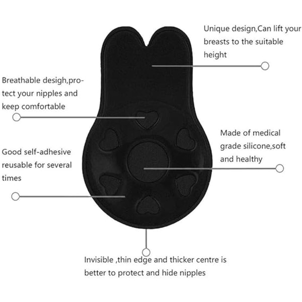 L/XL-2 par selvklebende BH stroppeløs ryggløs push up BH usynlig