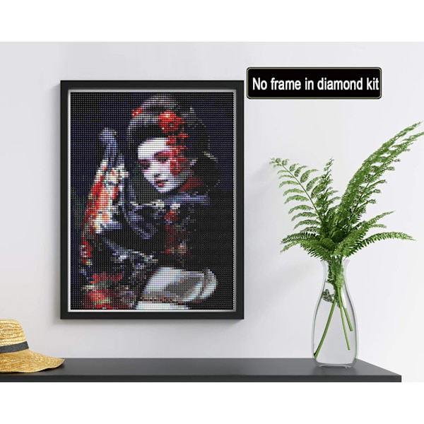 30x40cm Målning 5D Diamantmålning Geisha Blomma Kvinna DIY Crys