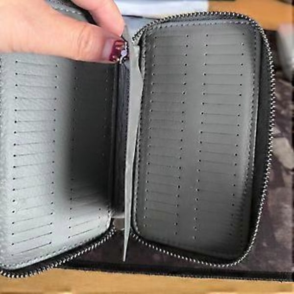 Fluefiske Lokkemad Taske Fisketilbehør Spinner Ske Lokkemad Opbevaring Lædertaske Ørred Fluefiskekrog Fiskekrog Hårdt Etui Grå Gray
