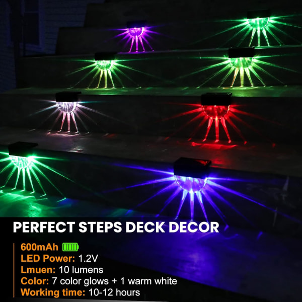 6 Pack Solar Deck Lights Outdoor - Solar Step Light Vandtæt S