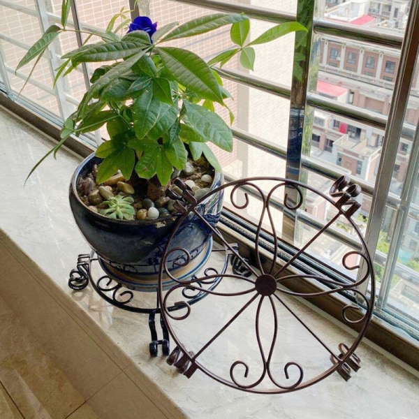 Balkon smedejern blomsterstandsort sort blomsterpottestativ (12,2 * 2,4 tommer)