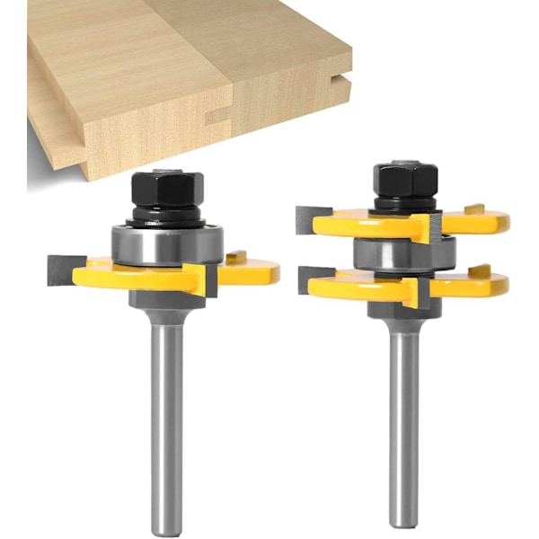2 stk. 6MM skaft Matched Tongue and Groove Cutter Set 3 Flute T Sha