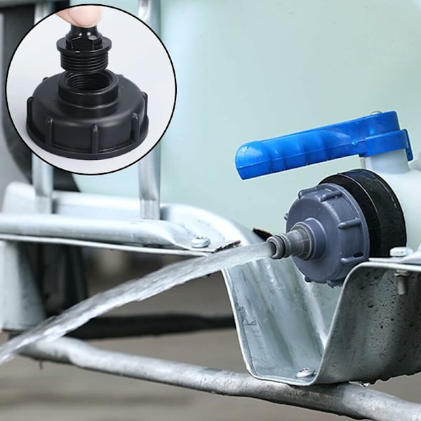 IBC-tankadapter, S60x6 grov gängad förvaringstanklock, Fonepro 1/2\" vattenkranadapter svart