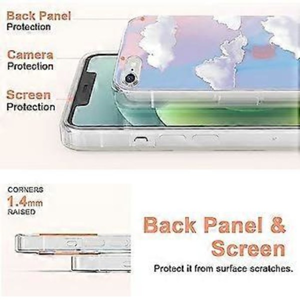 til iPhone SE Cover 2022 (3. generation) & iPhone SE Cover 2020 & iPhone 8/7 Cover Klart Design Sød, Robust Cover i Militærkvalitet med Moderigtigt til Kvinder Gi