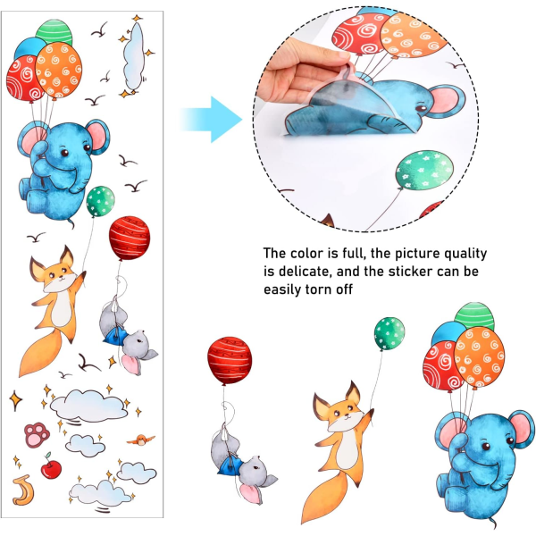 Eläinseinätarrat, Elefantti Kanin Ilmapallo Seinätarra Makuuhuone