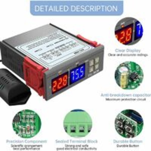 STC-3028 Digital Temperatur- og Fuktighetskontroller 110-220V Luftfukter