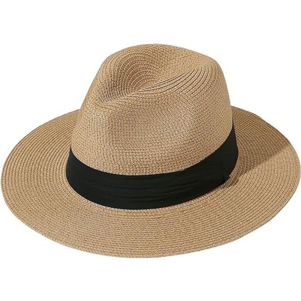 Dam UPF50 Vikbar sommarhalmhatt Fedora Sun Beach bred brätte