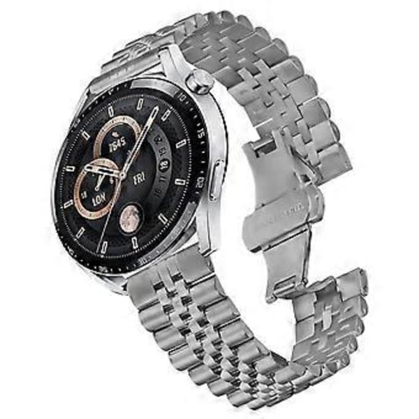 Til Samsung Galaxy Watch 46mm Armbånd 5-Perle Rustfrit Stål Sommerfuglelås Urrem Titanium