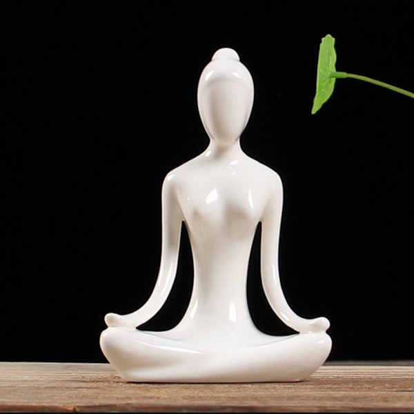 Zen Skulptur Figur Yoga Tänkare Staty Trädgårds Prydnad Hem C