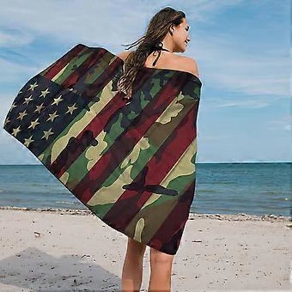 Strandhandduk Hud Flagga USA Badhandduk Mikrofibertyg Strandhandduk Ins Stil