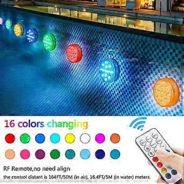 Undervattenslampa, LED Undervattensbelysning Poolbelysning Magnetisk Vattentät Lampa med Fjärrkontroll, IP68, 13 LEDs Färgskiftande LED Undervattens