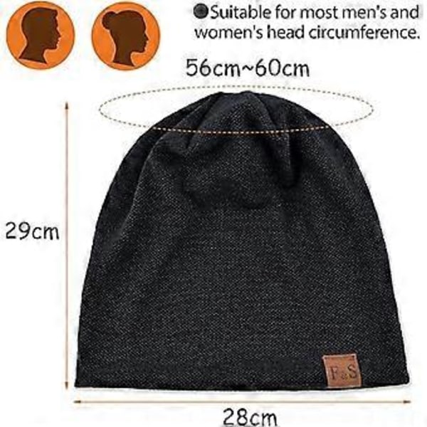 Unisex Mjuk Bomullsmössa Varma Softshell-mössor Vinterhattar Mode Bekväma Mjuka Mössor Svart