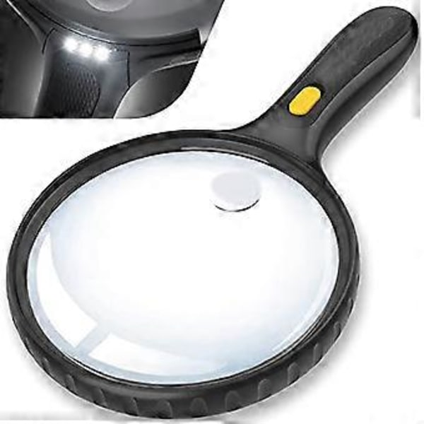 Valaistu lukusuurennuslasi x 5 - Suuri pyöreä kädessä pidettävä suurennuslasi 14 cm:n linssillä - Jättimäinen lukusuurennuslasi liukumattomalla kahvalla - Suurennuslasi f