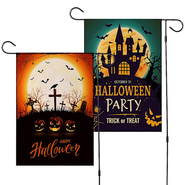 2 stk. Halloween haveflag, Happy Halloween haveflag,