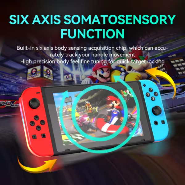 Blå Röd för Nintendo Switch Oled Controller med RGB Ljus Vänster