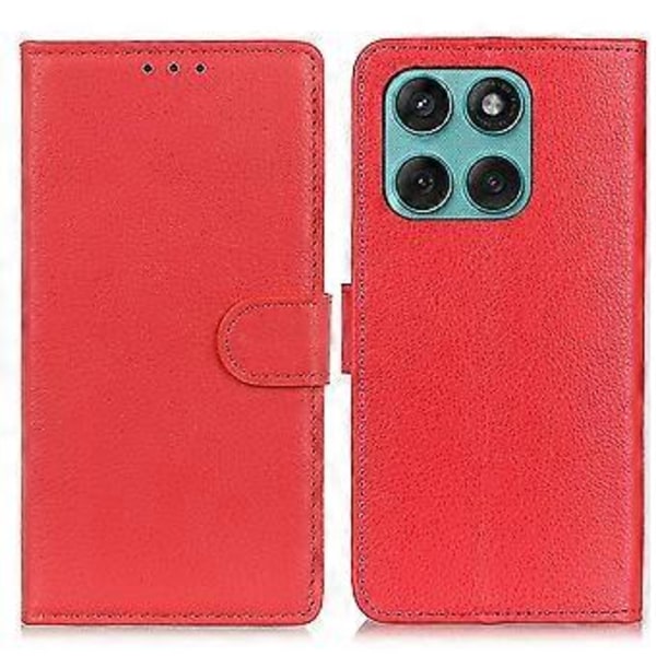 Plånboksfodral för Motorola Edge 60 Fusion 5G PU Läder Telefonskal Litchi Textur Red