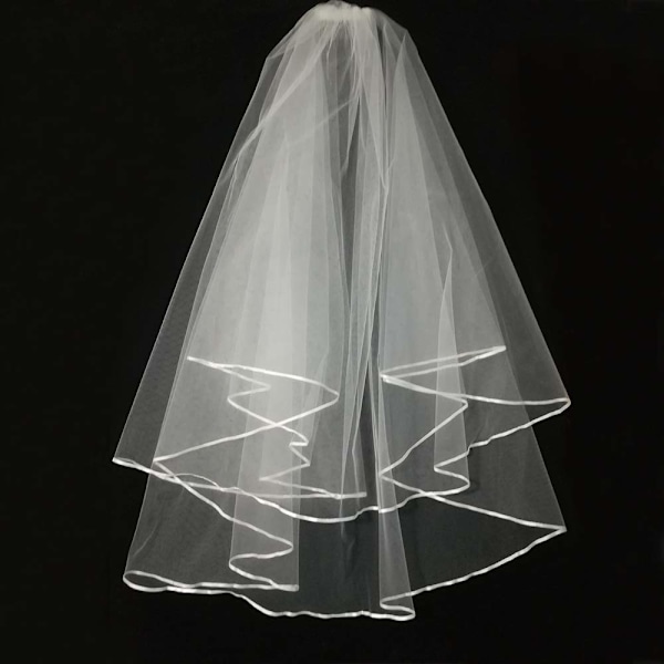 White bridal veil, 2 tier waterfall wedding veil with comb for ba