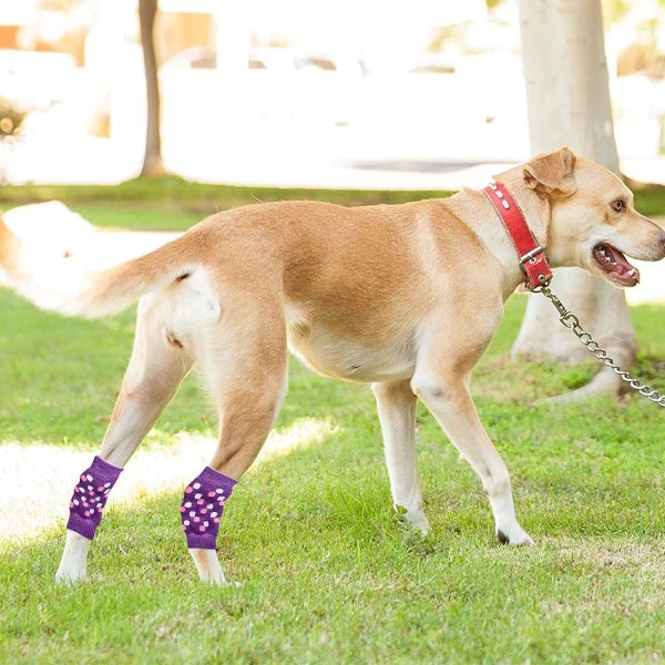 4 par Non-Slip Hundesokker med gummipuder, kæledyrsbenbetræk, ben