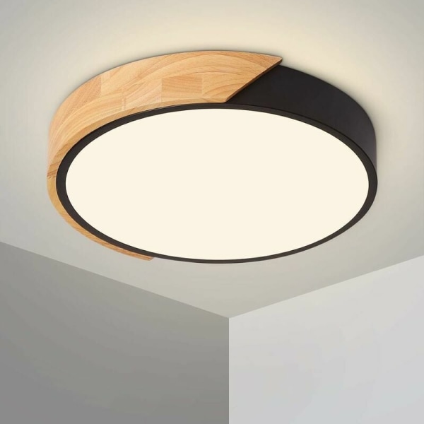 LED 18W Trätaklampa med Fjärrkontroll Dimbar Ljusstyrka