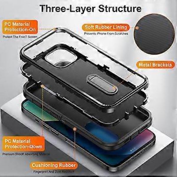 Apple iPhone 13 Pro -puhelimelle, pudotussuojattu suojakotelo, Commuter-sarja, musta/musta