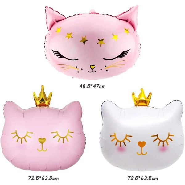 Kattballonger, 5 stk Kattunger Folieballonger, Svart Katt Hodeform