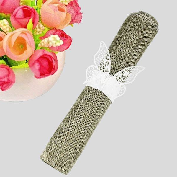 50 x Serviettringer med Sommerfugl, Perleaktig Ring Serviettpapir, for Bryllup