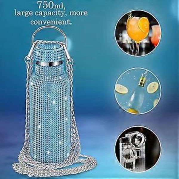 Diamant Vandflaske Bling Rhinestone Rustfrit Stål Termoflaske AB