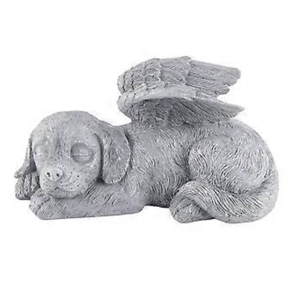 Kjæledyr Minnestatue Resin Sovende Kjæledyr Engel Hageskulptur for Kjæledyr Minnegravstein Ornament Engel Hund