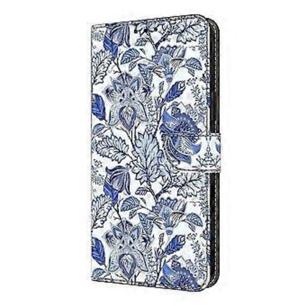 Læderetui med mønstertryk, pung og stativ til Samsung Galaxy S25 Edge Blue Flower Bush