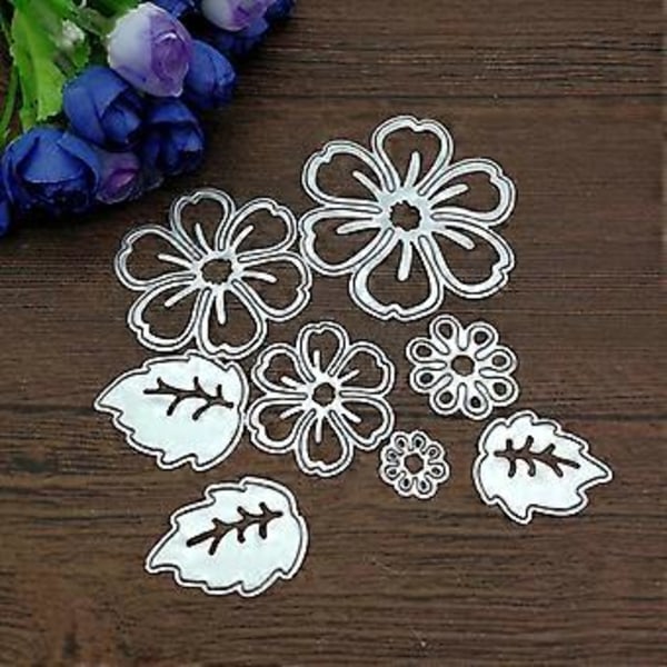 Blomsterblad Skærestencils DIY Album Stempel Papirkort Prægning Scrapbooking til Hjem Festival Fest Kortfremstilling Form Sølv
