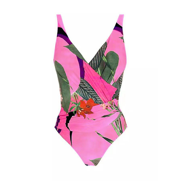 1 sæt kvinder monokini trykt strop rygløs polyester dame strand monokini.L.Rød