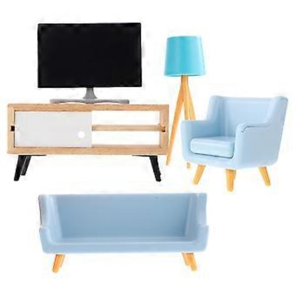 1 Setti Nukkekodin Huonekalumalli Mini TV-kaappi Ja TV Lelu Nukkekodin Olohuoneen Koristelu