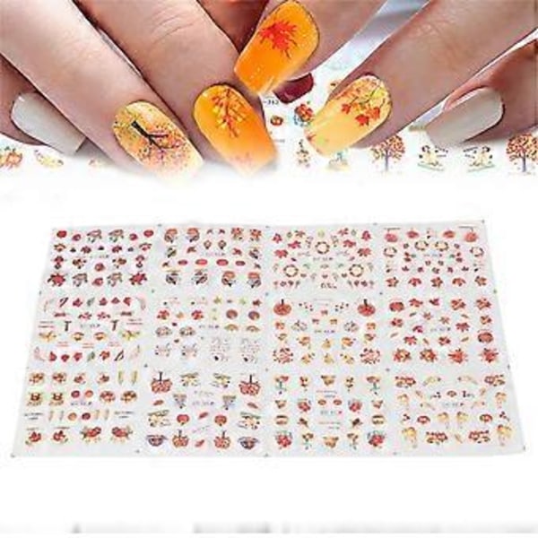 Nagelstickers Söta Höstblommor Träd Pumpamönster Säkra Nagellacksremsor för Nagelkonst DIY Hantverk