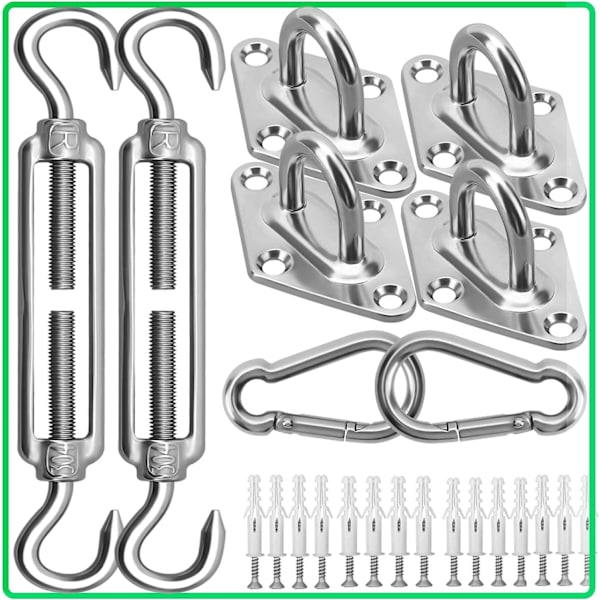 Solsejl Hardware Kit - 304 Rustfrit Stål Solsejl Monteringssæt