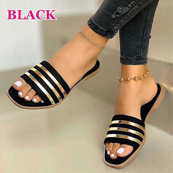 Dame Sandaler 2023 Sommer Udendørs Strand Flip-flop Sandaler Solid Fashion Gladiator Sandaler Dame Flade Casual Dame Sko.38.M221298H