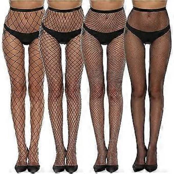 4 st Högmidjade Tights Fisknätsstrumpor Dam Lårhöga Strumpor Tights