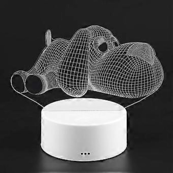 USB 4.5V 3W Sju-färgs Lampfot Touch-brytare 3D Akrylpanel Nattlampa Vit