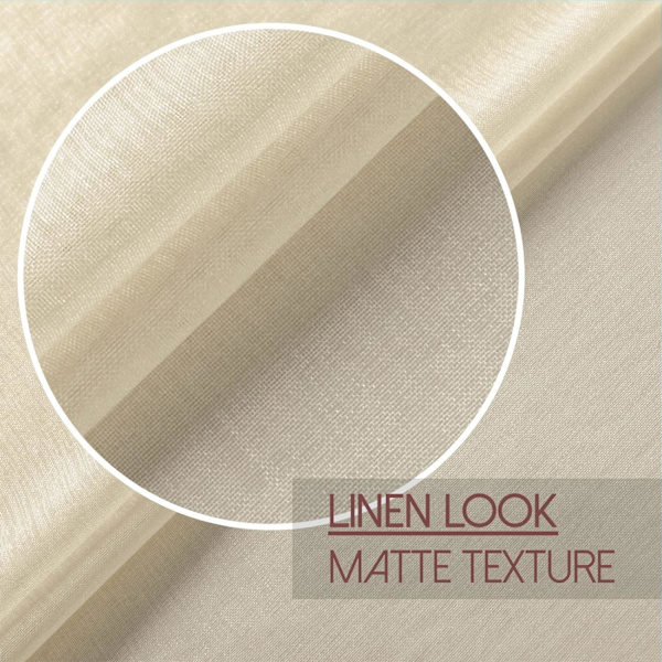 2 stk. Beige Voile Gardiner 150x250 cm Semi-Sheer Øje i