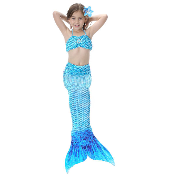 Lasten ja tyttöjen kaunis kalanpyrstö bikini setti uimapuku -4-5 vuotta, sininen Blue 4-5years