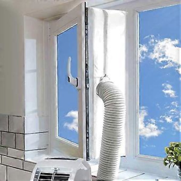 Vinduesforsegling, varmluftsstop ventilation med lynlås og klæbende lukning, 300cm/118 tommer