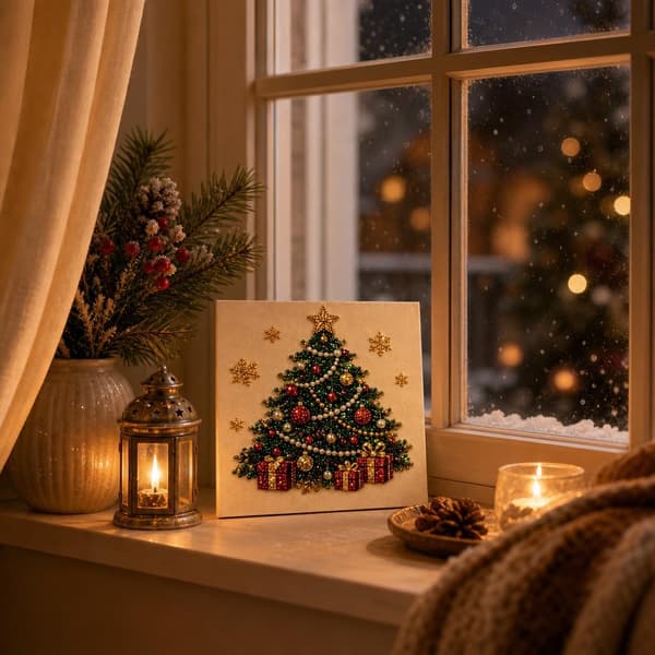 Juleperle- og diamantmalingssæt, DIY-sæt med perlekunst til voksne — Juletræ ChristmasTree