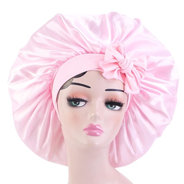 Satin Bonnet Silke Bonnet Hår Bonnet (Rosa) Jumbo Størrelse for Søvn