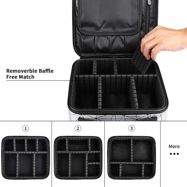 Silver - Makeup Bag Travel Makeup Case Professional Organizer Ba