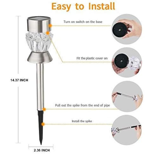 Solcelle-stilys for utendørs bruk, 6-pakning solcellelamper for hagen, fargeskiftende LED-lys for landskap, utendørs solcellelamper for gangvei, sti